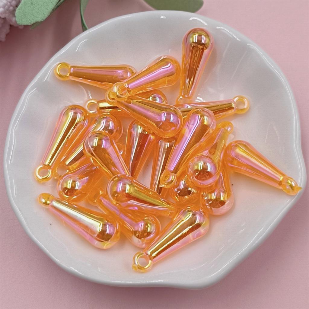 20Pcs 8*22mm Magic Color Pendant AB Color Water Drop Bead Scattered Beads DIY Hand-Beaded Transparent Hair Accessories Clothing Accessories