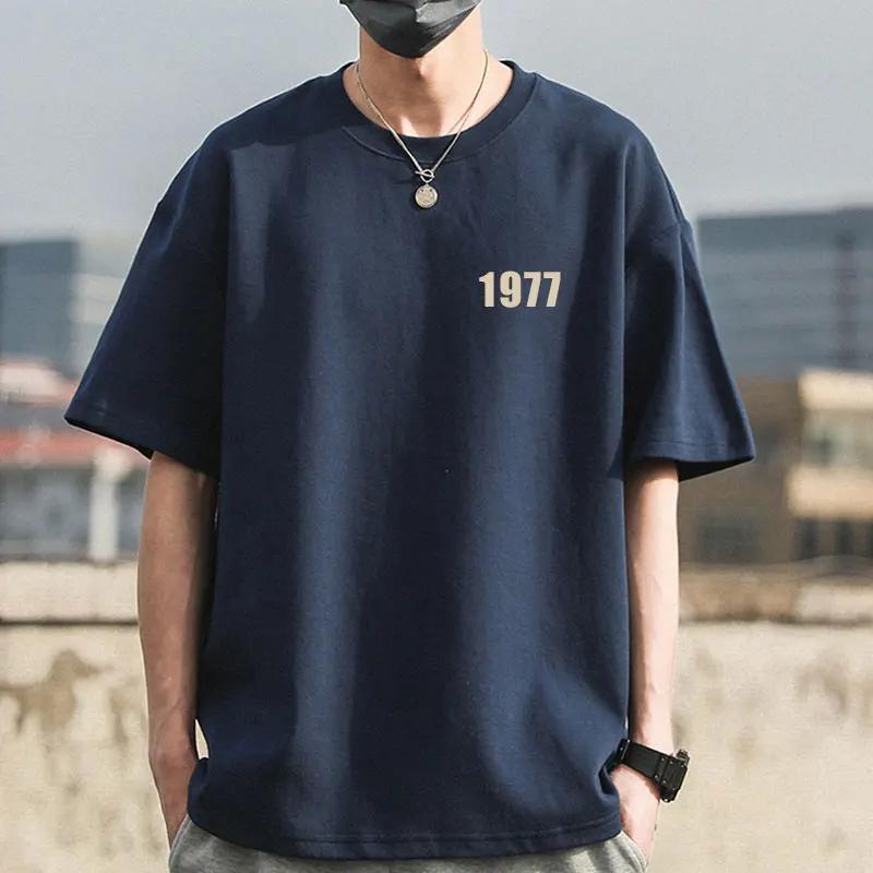 Large Size Cotton Men's 1977 Fashion Designer Tshirt Clothing Cotton Top T-shirt Casual Summer Men's Brand Short Sleeved T-shirt