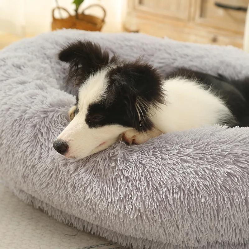

Plush Winter Pet Bed Mat - Long Fur Dog Cat Cushion Detachable Washable Pet Mattress for Kennel Cozy Home Pet Bed 60X50X18CM світло-сірий колір