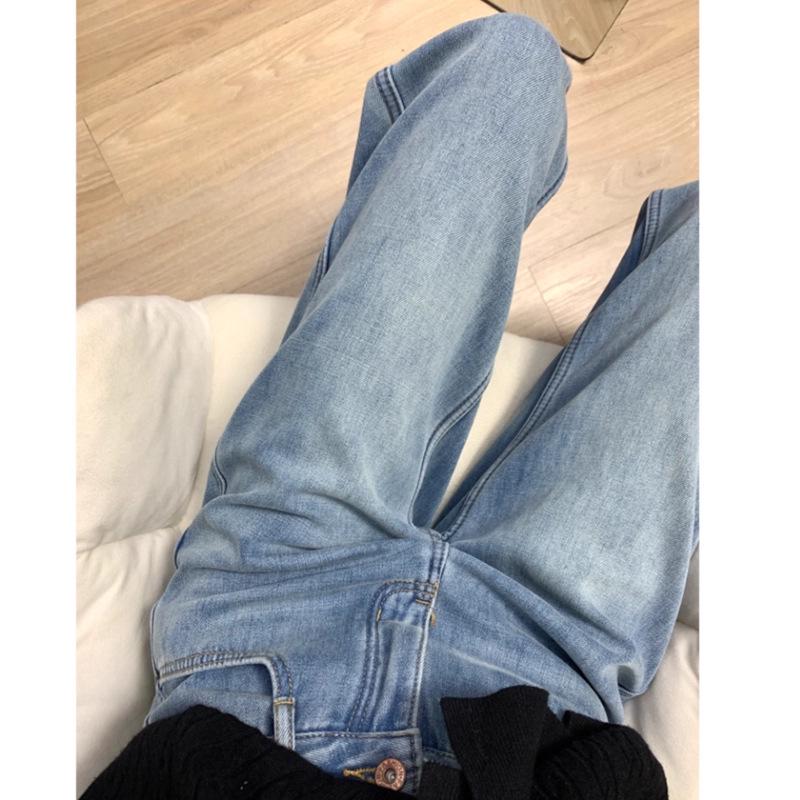 Melanoid Brown High Waist Wide-Leg Jeans for Women - Autumn/Winter Velvet Lined Floor-Length Pants
