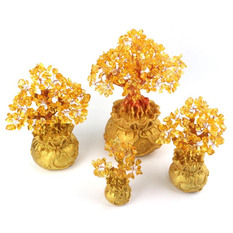 Crystal Tree Crystal Ornaments Money Bag Tree Home Craft Resin Money Bag Gift Wholesale Crystal Ornaments New Year Decoration