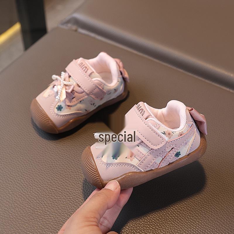 Autumn Infant Soft Sole Walking Shoes with Bowknot - Korean Style Anti-slip Sneakers for Baby Girls