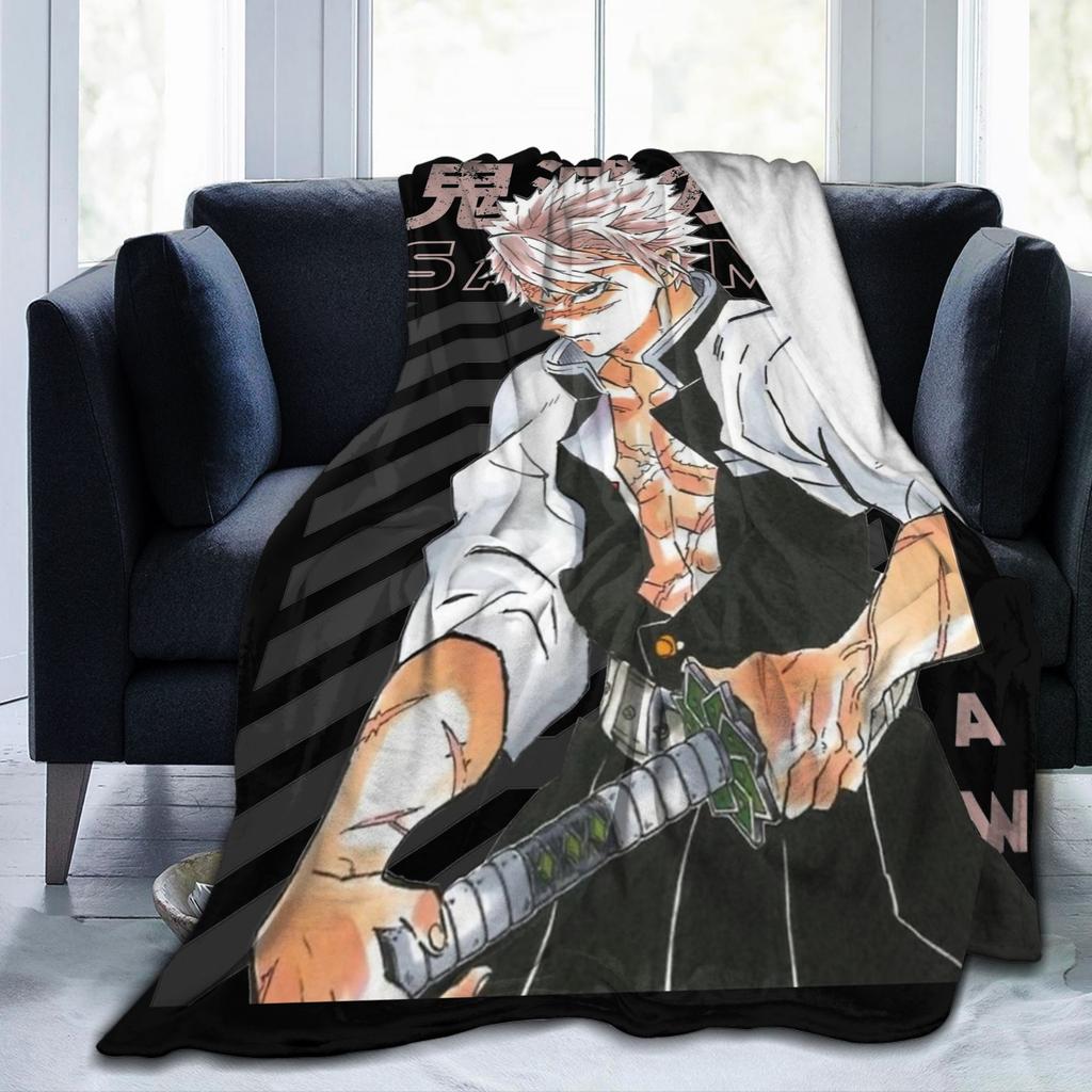 Sanemi Shinazugawa Dämonentöter Decke Samt Winter Atmungsaktive Leichte Überwurfdecke für Sofa Büro Teppich Stück