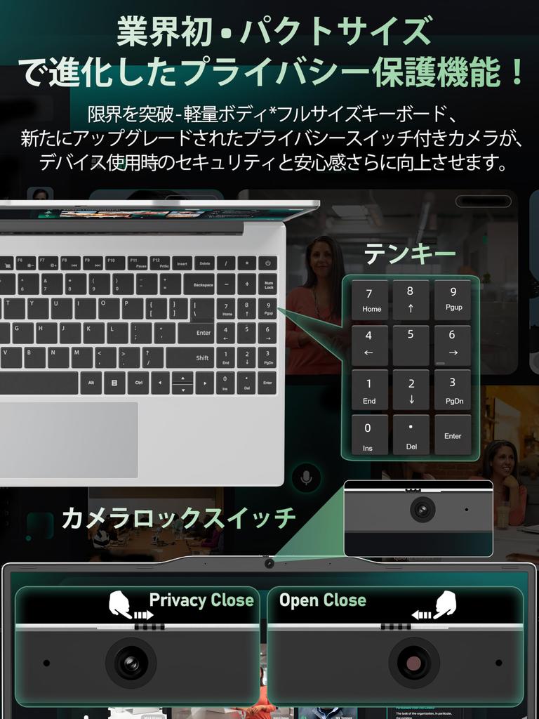 Fsjun Office 2024 Windows 11 IPS Slim with Numeric Intel Celeron N5095 8GB 256GB PCIe 5G Mini HD USB Ideal for Online and Video Silver & Laptop,