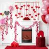 Valentine's Day 2m Artificial Sparkling Flower Wreath Metal Wire Flower Heart-Shaped Hanging Decoration DIY Party Wedding Decor
