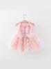 Girls' Summer Spaghetti Strap Mesh Dress with 3D Butterflies - Princess Style