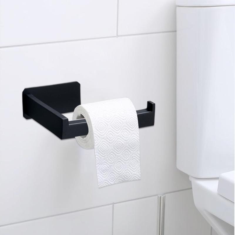 Wall Mounted 304 Stainless Steel Paper Roll Holder Black Tissue Hanger for Home Kitchen Bathroom Toilet Multifunction