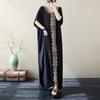 Solid Heavy Embroidery Plus Size Loose V-Neck Pullover Bohemian Vacation Solid Color Long Dresses