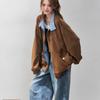 Women's Plaid Suede Patchwork Baseball Jacket - Loose Fit for Spring & Autumn