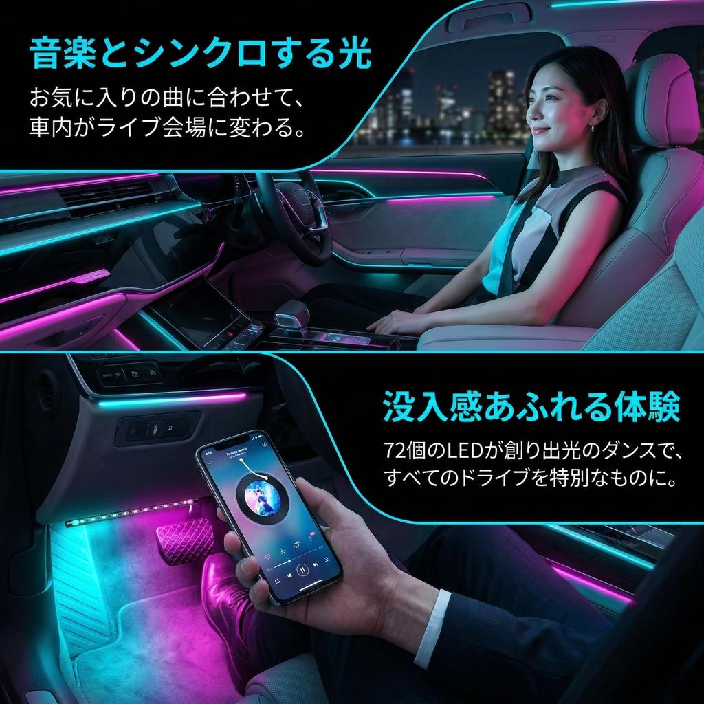Car LED 72 RGB Strip 8 Color Sound USB Strong Remote Control Footwell Car Interior Party Decoration Lights, LEDs, Lights, Switching, Activation,