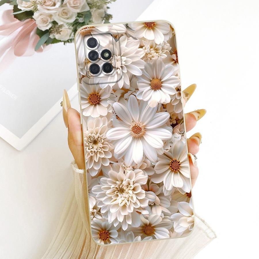 Case For Samsung A31 Galaxy A71 Phone Cover for Samsung A315F A715F A 71 Soft Silicone Bow Painted Flower Phone Funda