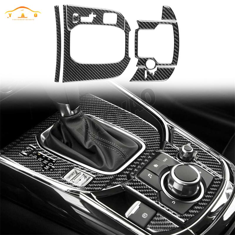 Carbon Fiber For Mazda CX-9 2016-2023 Car Central Control Knob Button Decorative Frame Cover Trim Sticker