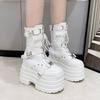 13CM Ultra-high Women's Platform Boots High Quality Leather Thick Sole Short Boots Retro Design Punk Lady Ankle Boot Botas Mujer