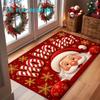 2D Flat Christmas Santa Claus Snowman Holiday Door Mat for Entrance Colorful and Non-Slip Washable Carpet Suitable Home Decor