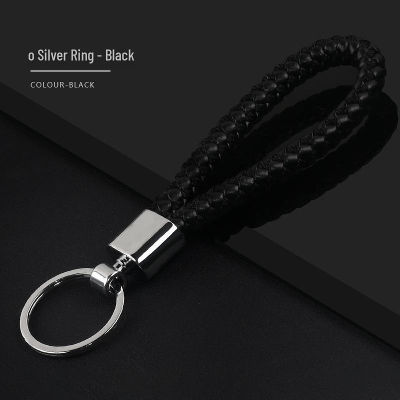 Men's Practical Woven Leather Keyring - Creative Thickened Rope Bag Pendant