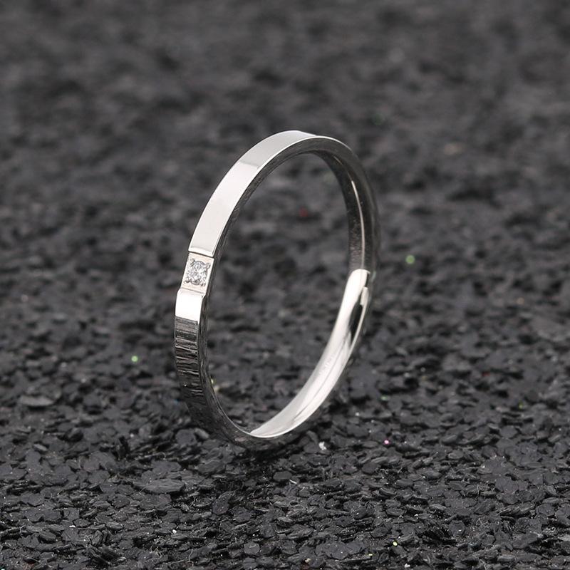 Runde Titanstahl Zirkonia Ringe Für Damen Minimalistischer Edelstahl Dünner Finger Kleiner Finger Ring Schmuck Zubehör
