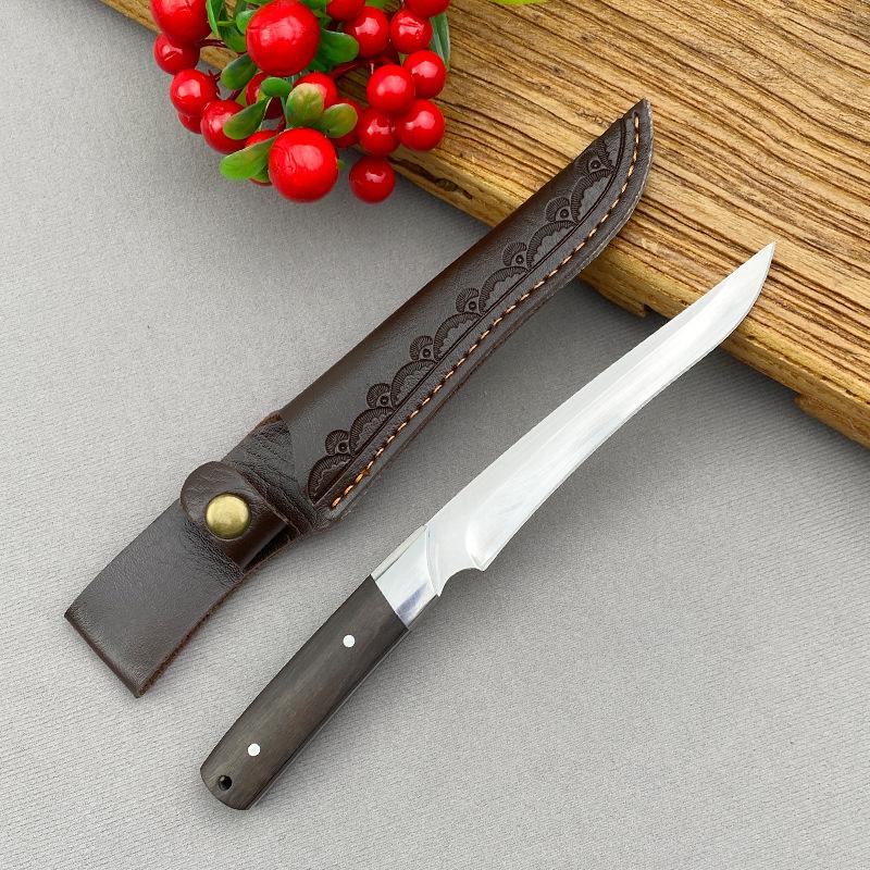 

Универсальный нож для барбекю, мясной тесак, фруктовый нож, нож для стейков, лезвие из нержавеющей стали, деревянная ручка, поварские ножи для резки и обвалки with cover