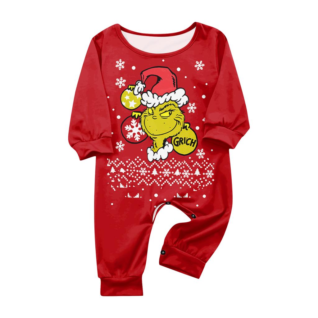 Print Cute Family Set Pajamas, Home Clothes, Family Set Long Sleeve Top Pants Set