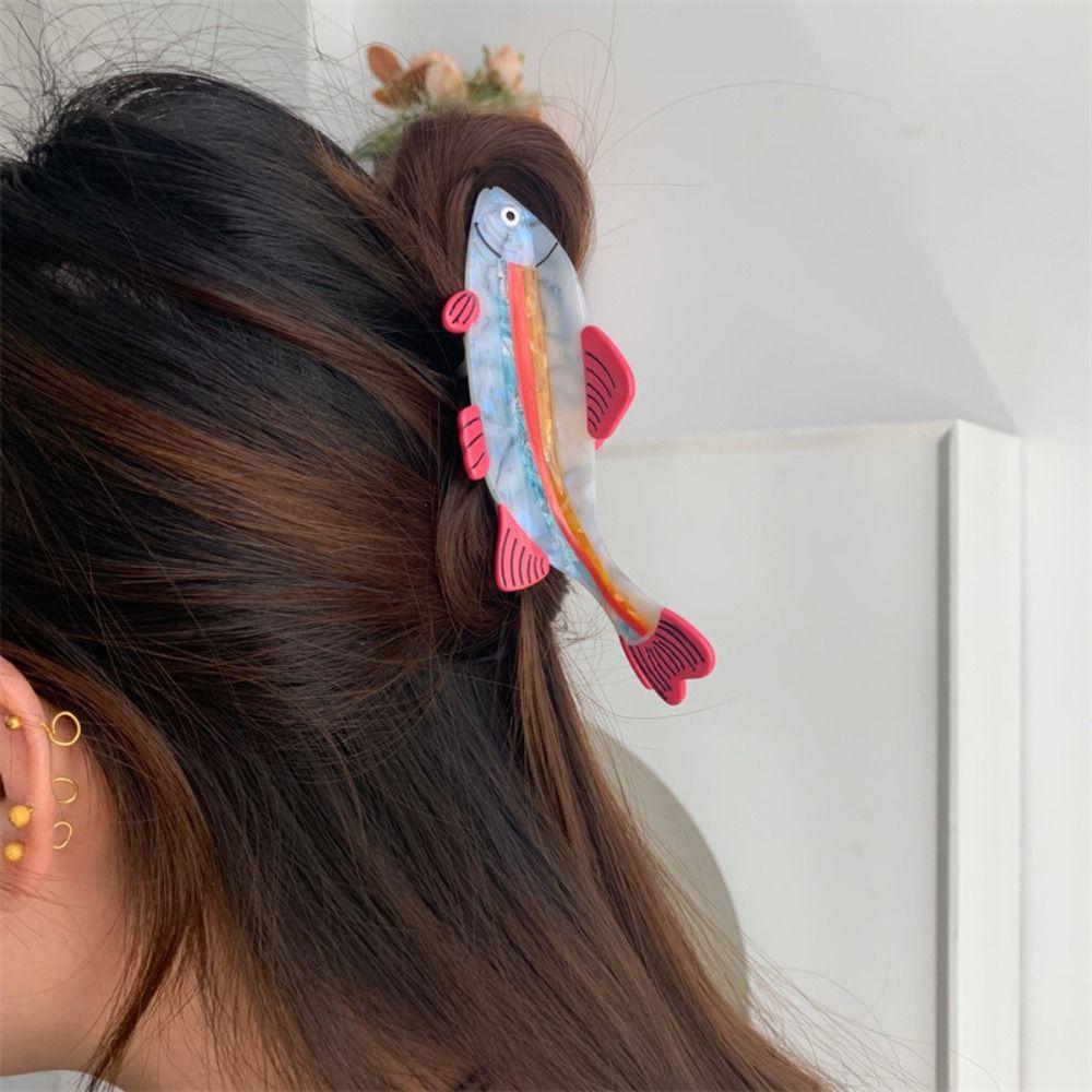 Acetic Acid Ocean Animal Hair Clip Cute Geometry Shark Clip Small Fish Hair Claw  Female