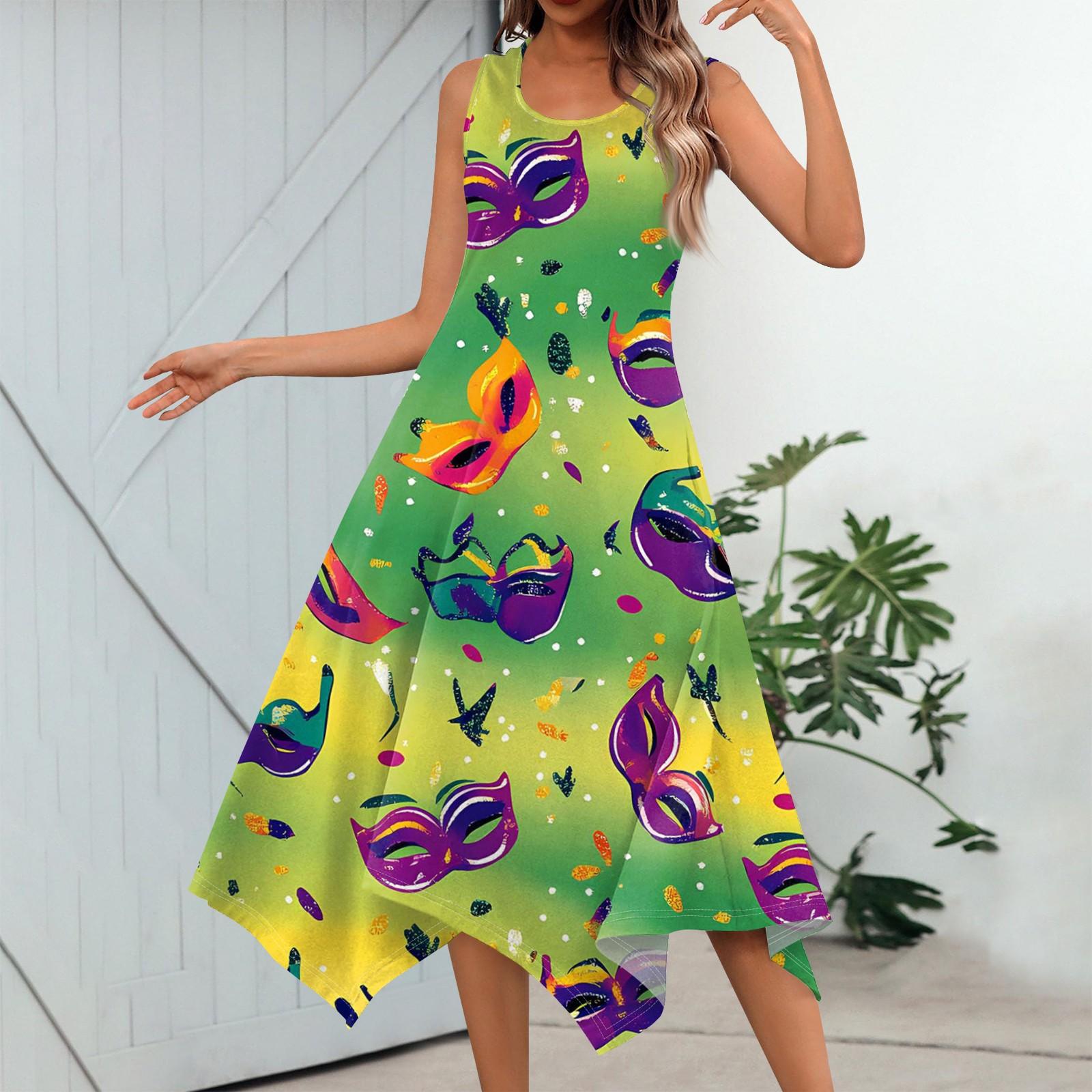 

Женское повседневное модное платье миди без рукавов с круглым вырезом и нерегулярным подолом XXL