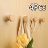 Self-adhesive Wooden Hook Bathroom Wall Hook Bedroom Coat Storage Rack  No-drill Towel Key Decoration Hook Home Accessories