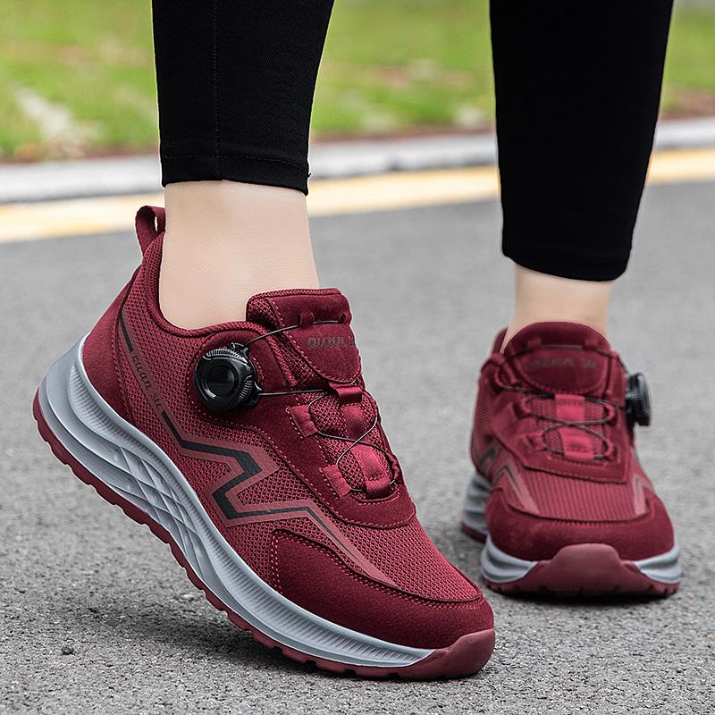 Men Women Rotating Button Sneaker Men's Sports Shoes EVA Soft Sole Elderly Comfortable Breathable Walking Shoes High Quality