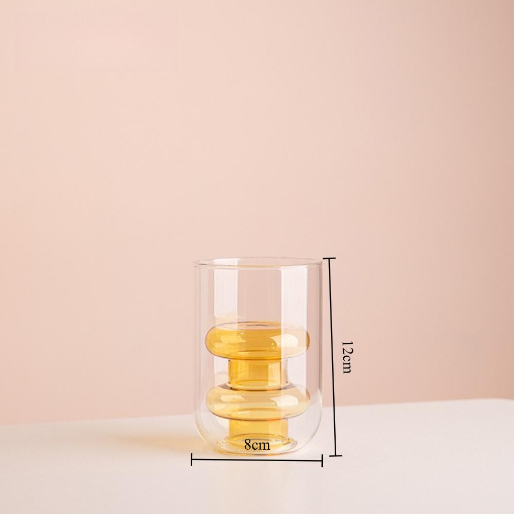 Minimalist Colored Glass Creative Double-layer Glass Transparent Vase Desktop Soft Decoration Hydroponics Vase Home Decoration