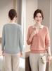 Elegant Spring-Autumn Faux Two-Piece Knit Top for Young, Middle-Aged, and Elderly Women