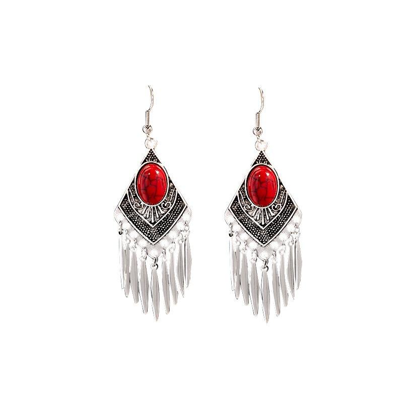 Ethnic Style Stud Earrings - Long Fringed Metal Earrings, Fashionable Exotic-style Ear Ornaments