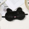 Cute Cat Plush Sleep Eye Mask, Faux Rabbit Fur Embroidered Light Blocking Eye Cover for Nap & Travel