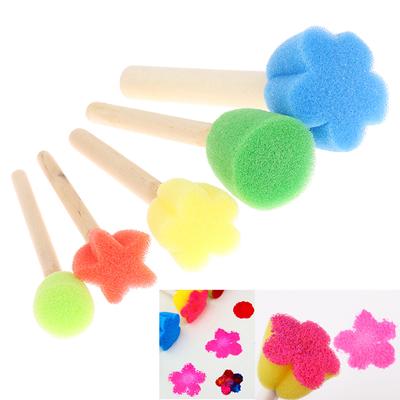 5PCS Kids Toddler Sponge Stamp Brush Kits Flower Drawing Toys For Children Paint Art