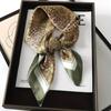 Women's Korean Style Retro Printed Imitation Silk Scarf for Professional and Casual Use