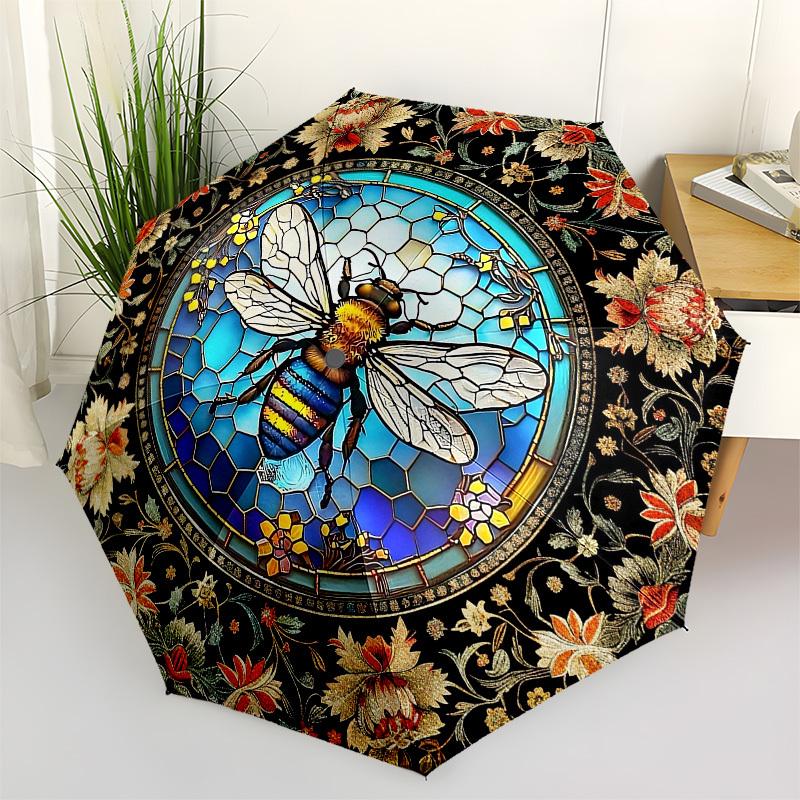 

Color Retro BeeThemed Automatic Opening and Closing umbrella - 8 Ribs, Suitable for Leisure and Going Out, Outdoor Accessory, Gothic Style,
