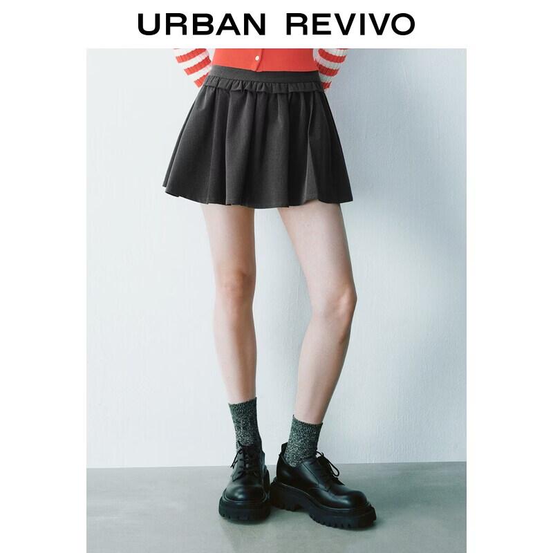 UR2026 Women's Simple Grey High-Waisted Short Skirt