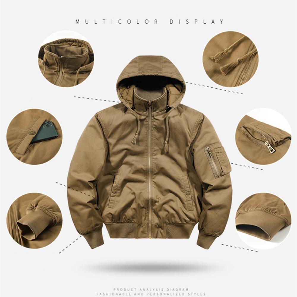 Winter Nieuwe Mannen Katoenen Jas Mannen Warm Dik Winddicht Jas Buiten Zakken Tactische Rits Parka Afneembare Capuchon Bomberjack Man