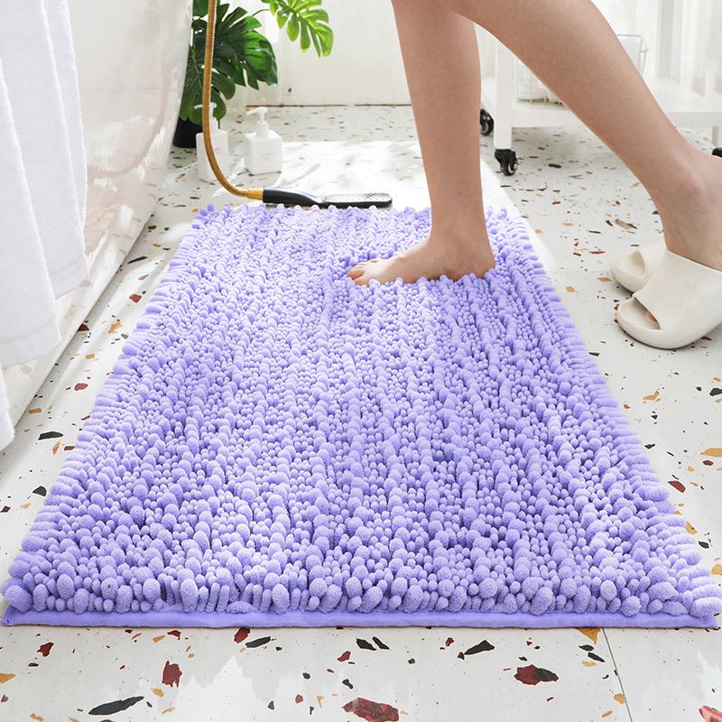 Chenille Long Pile Bathroom Mat - Water Absorbent & Anti-Slip Foot Pad for Home Use