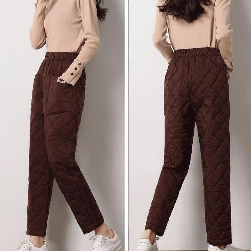 Dame Vinter Dunbukser Tykke Termiske Hverdagsbukser Snøring Elastisk Midje Joggebukse