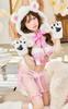 Cosplay Gingham Teddy Animal Bear Pink Tulle Fluffy Checked Bear Ears Costume Disguise Marie Moon 9 Piece Set [Malymoon] S9535-2 (Pink)