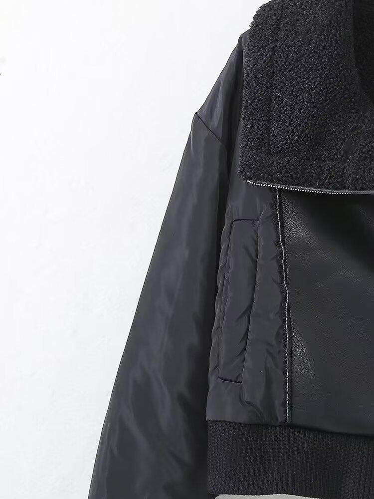 2024 Autumn Women's European & American Style Patchwork Double-Sided Jacket