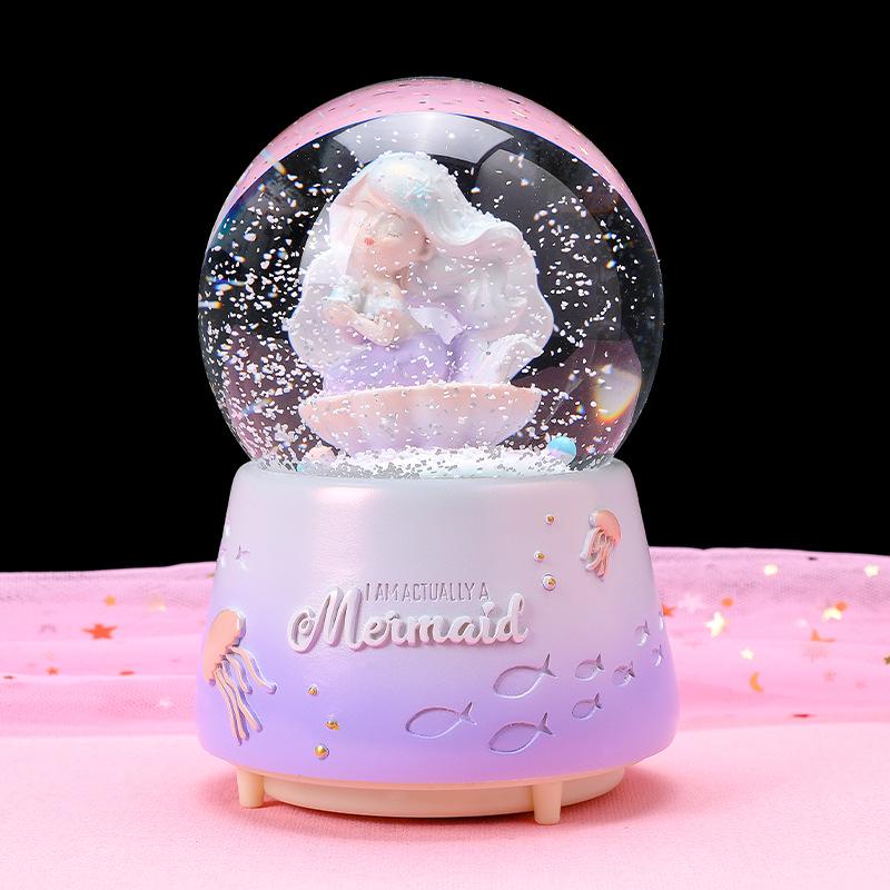Dreamy Unicorn Crystal Ball Luminous Music Box - Snowflake Gift for Best Friend, Creative Qixi Present