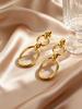 Chic Geometric Circle Drop Earrings for Women Stainless Steel Round Chain Earrings 18K Gold Plated Fashion Daily Jewelry