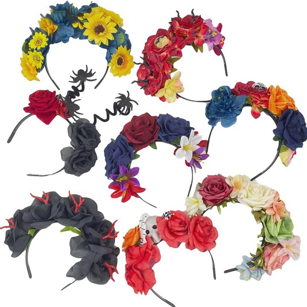 Elegant Simulated Flower Shape Headbands Skull Hair Hoop Headbands for Women Girls Wedding Party Supplies