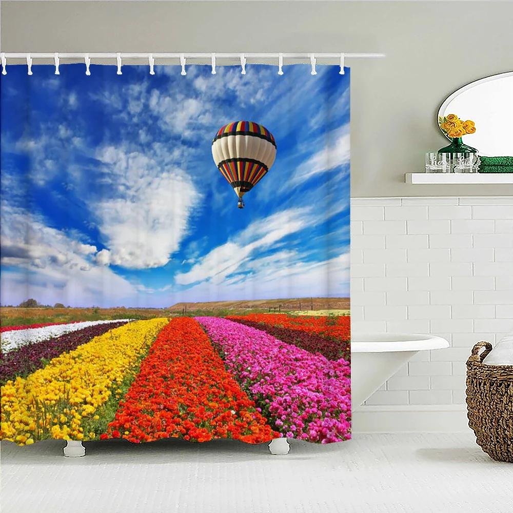 

Сельский Пейзаж Природы Занавески для Душа Ванная Комната Полиэстер Водонепроницаемая Занавеска для Душа лавандовый Принт Занавески для Ванной Душа W90xH180cm