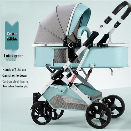 Convertible Lightweight Baby Stroller: Reclining, Foldable, High Landscape, Shock-Absorbing, Two-Way Use for Newborns