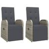 VidaXL Chaises de jardin inclinables coussins 2pcs Gris Résine tressée 319541