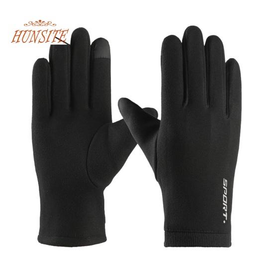 

1 пара зимних теплых перчаток, плюшевая подкладка, эластичные, ветрозащитные, для холодной погоды, мужские перчатки с полным пальцем, мужские перчатки для сенсорного экрана One Size B чёрный