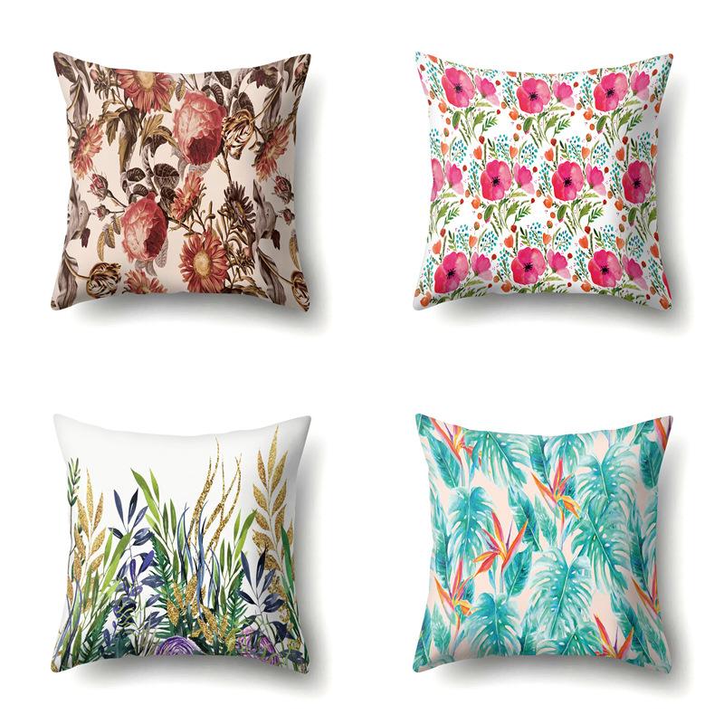 Polyester Pillowcase Plant Decoration Home Printed Pillow Car Waist Cushion Sofa Bed Head Cushion Cover