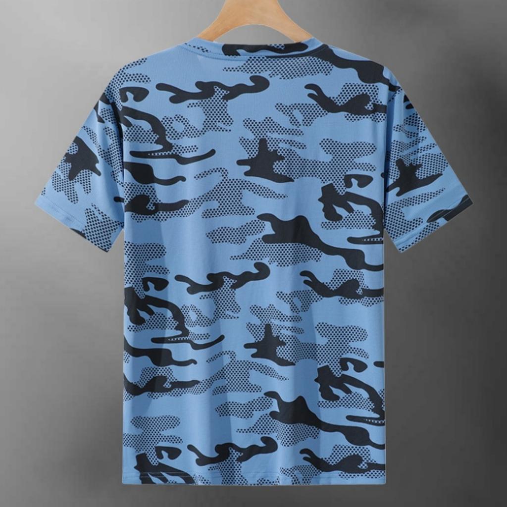 Men's Casual Lightweight Quick-drying Short-sleeved T-shirt - Men's Round-neck Camouflage Breathable Sweat-absorbing Cool-feeling T-shirt