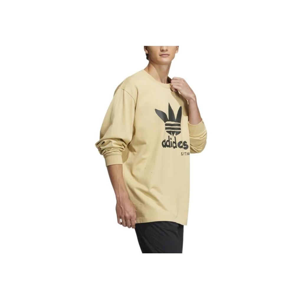 Adidas Originals X Song For The Mute Collaboration Oversized Crew Neck Long Sleeve T-Shirt with Letter Logo Print Unisex Tops Yellow HT0435