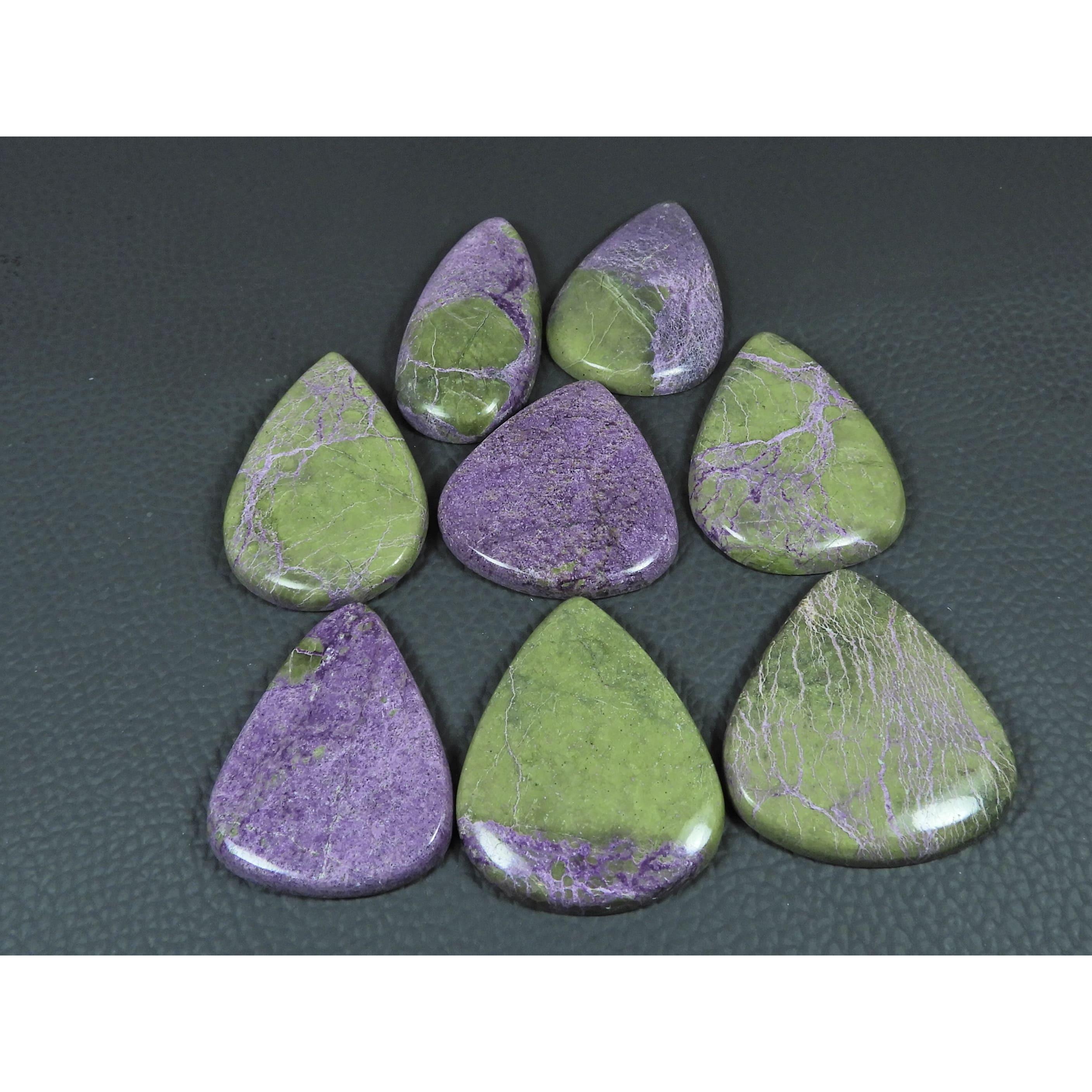 08Pcs Natural Stichtite Pear Shape Cabochon Loose Gemstone 314 Cts. Lot C-2988